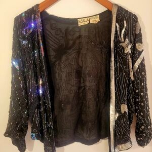 Scala Black and Silver Sequin Jacket